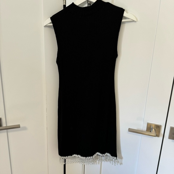 NWT Zara Black Soft Dress with Pearls S - Picture 6 of 7
